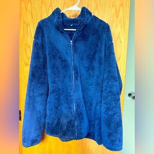 Uniqlo Fuzzy Soft Zippered Jacket in Blue